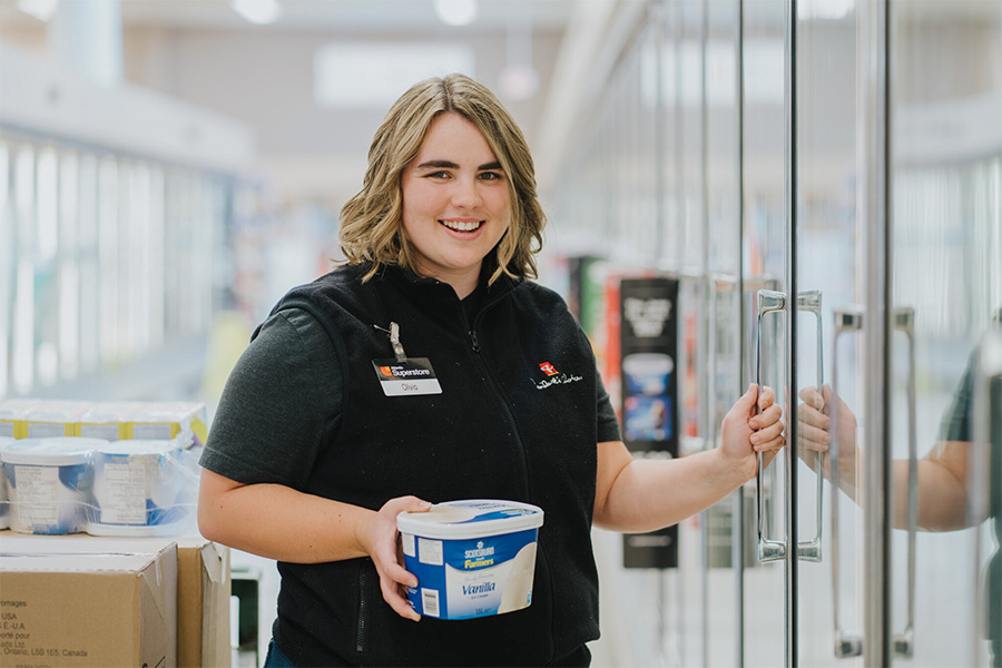 Olivia Fleming working at the Superstore